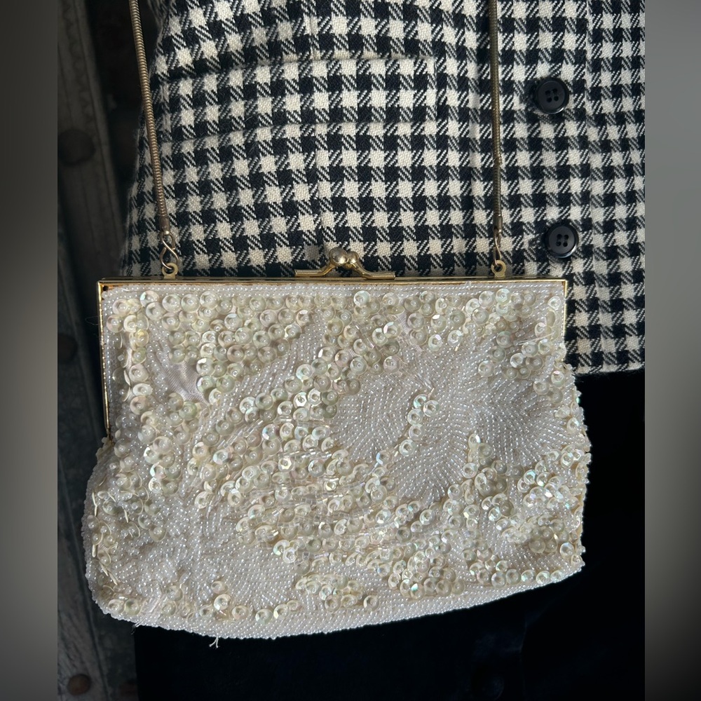 Vintage Ivory Beaded Evening Purse